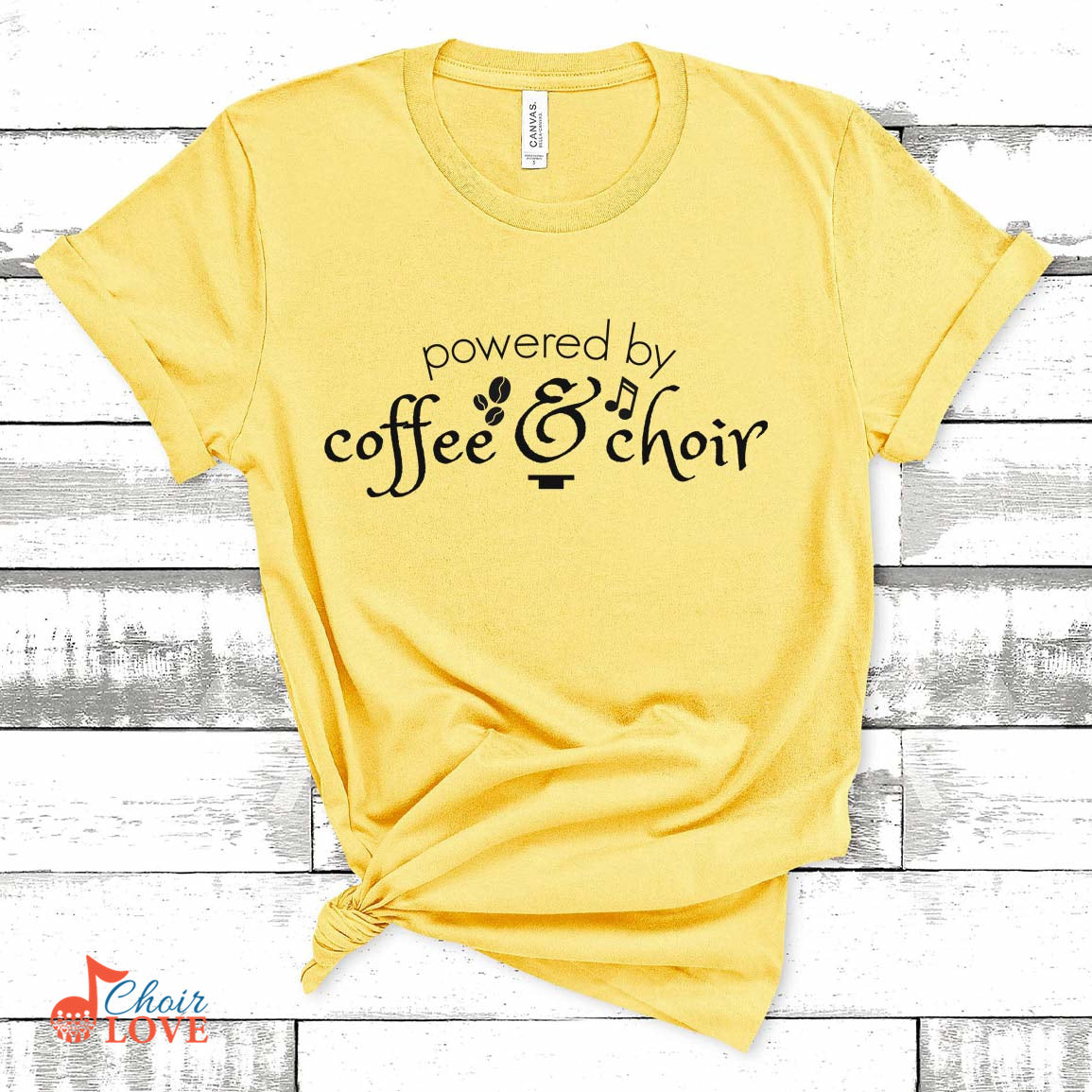 Music Gift, Gifts For Singer, Choir, Musical Theatre, Powered By Coffee And Choir Unisex Jersey Short-Sleeve T-Shirt