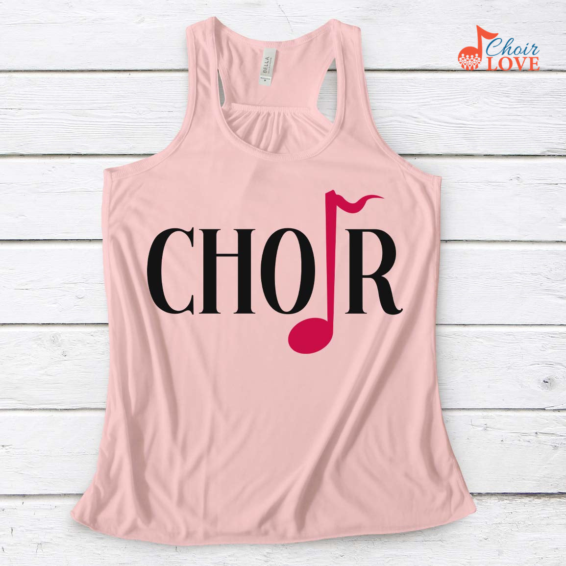 Music Gift, Gifts For Singer, Choir, Choral Group, Musical Theatre, Quarter Note Choir Love Ladies' Flowy Racerback Tank