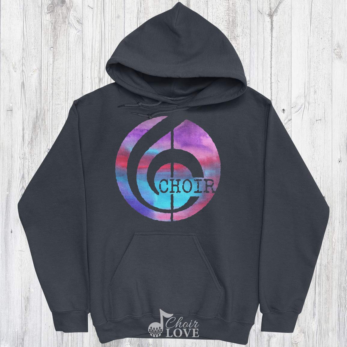 Music Hoodie, Gifts For Choir, Musicians, Choralists Watercolor Treble Clef Pullover Hoodie