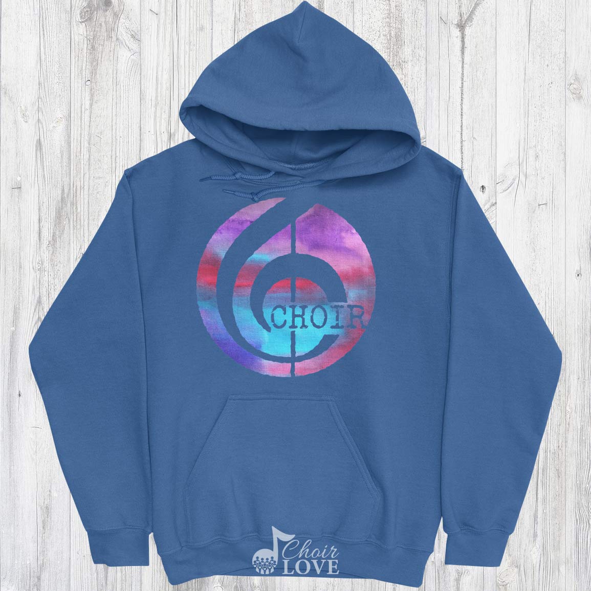 Music Hoodie, Gifts For Choir, Musicians, Choralists Watercolor Treble Clef Pullover Hoodie