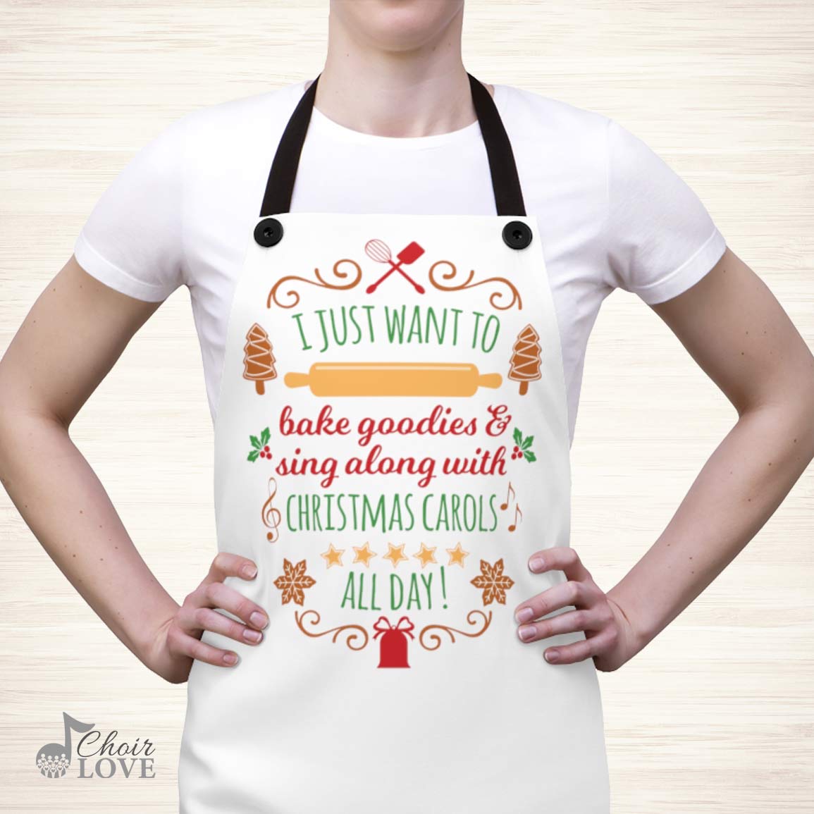 Gifts For Singer, Choir, Baker, Vocalist, Musical Theatre, I Just Want To Bake Cookies And Sing Christmas Carols Kitchen Apron