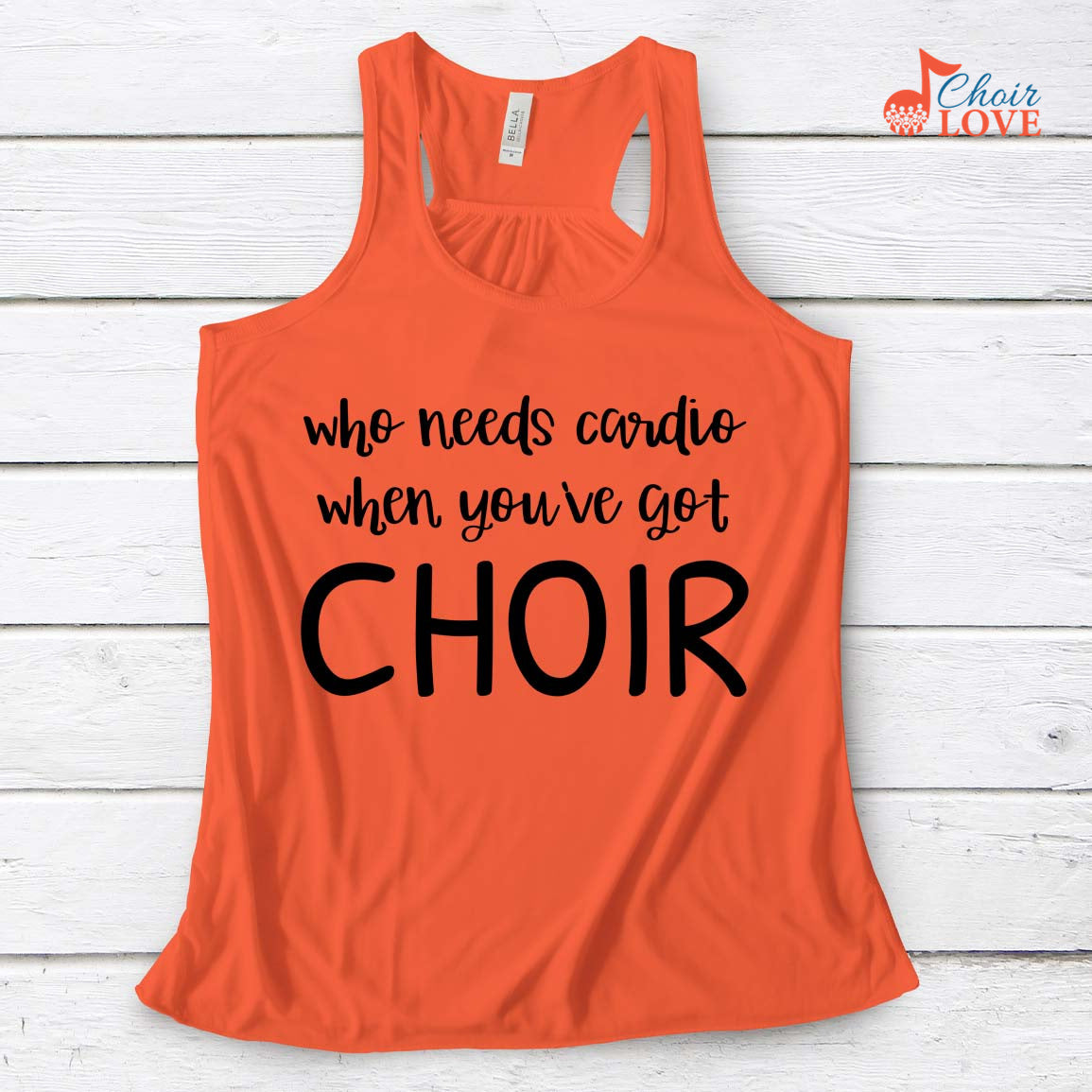 Music Gift, Gifts For Singer, Choir, Vocalist, Soloist, Musical Theatre, Who Needs Cardio When You've Got Choir Ladies' Flowy Racerback Tank