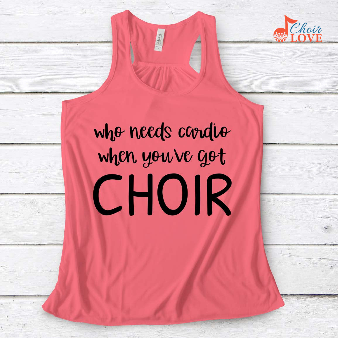 Music Gift, Gifts For Singer, Choir, Vocalist, Soloist, Musical Theatre, Who Needs Cardio When You've Got Choir Ladies' Flowy Racerback Tank