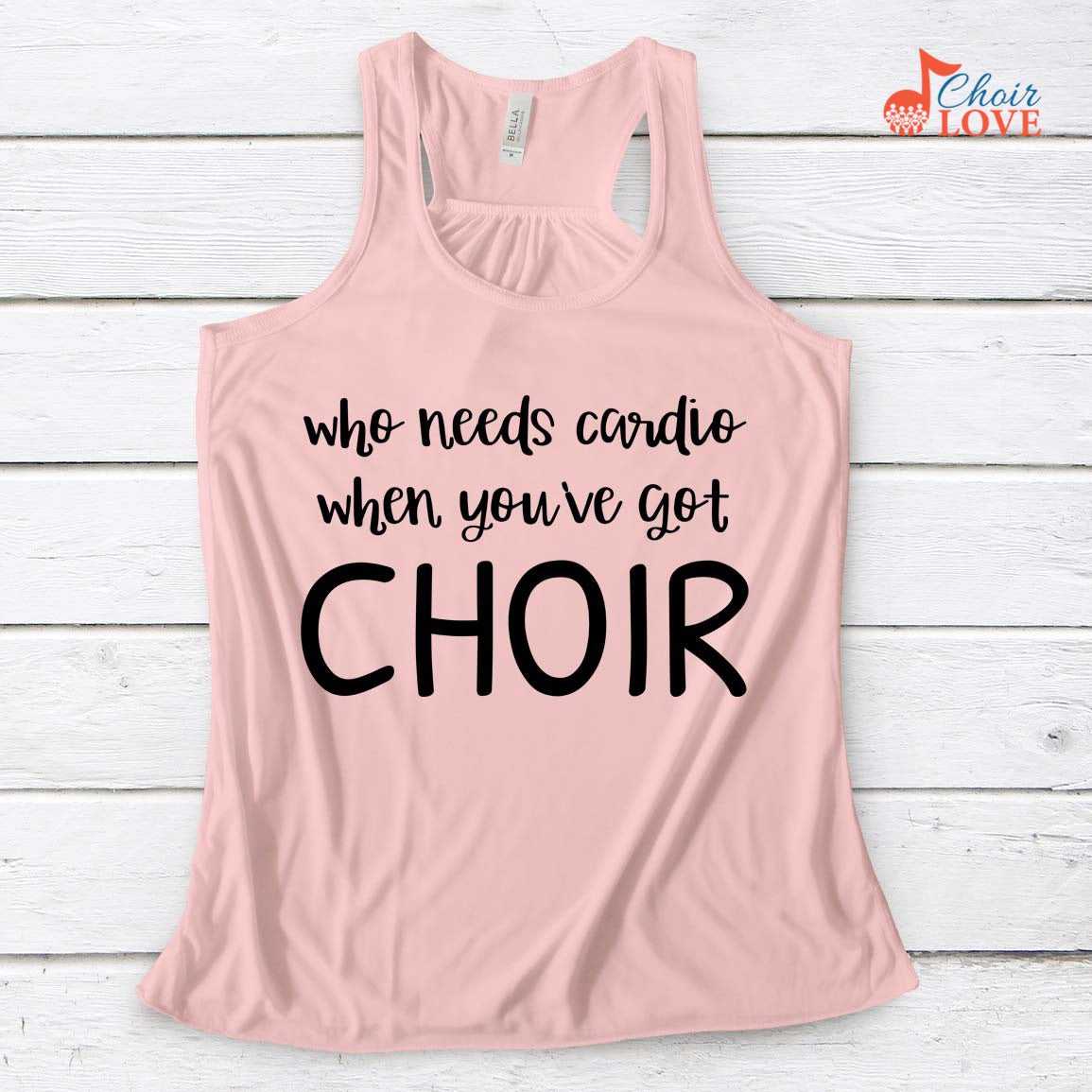 Music Gift, Gifts For Singer, Choir, Vocalist, Soloist, Musical Theatre, Who Needs Cardio When You've Got Choir Ladies' Flowy Racerback Tank