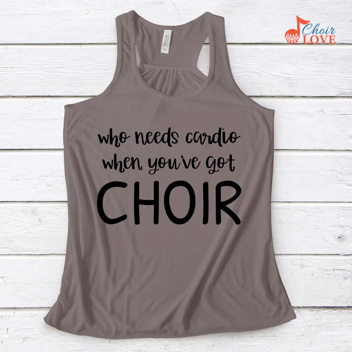 Music Gift, Gifts For Singer, Choir, Vocalist, Soloist, Musical Theatre, Who Needs Cardio When You've Got Choir Ladies' Flowy Racerback Tank