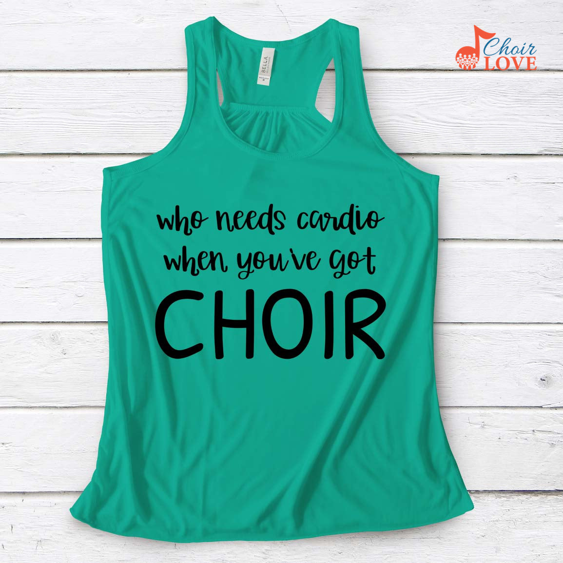 Music Gift, Gifts For Singer, Choir, Vocalist, Soloist, Musical Theatre, Who Needs Cardio When You've Got Choir Ladies' Flowy Racerback Tank