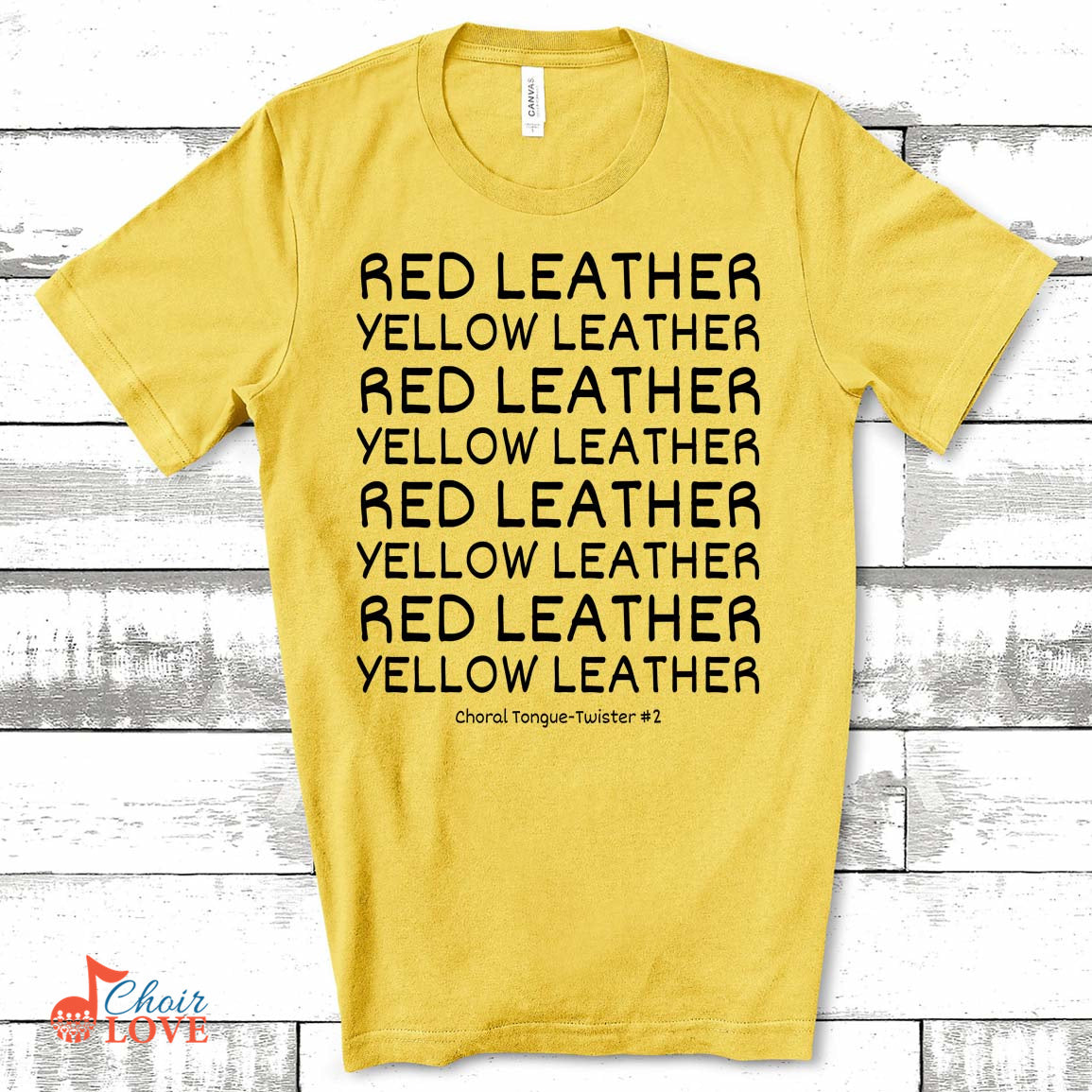 Music Gift, Gifts For Singer, Choir, Musical Theatre, Music Teacher, Red Leather Yellow Leather Unisex Jersey Short-Sleeve T-Shirt