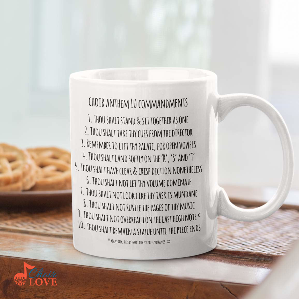 Music Gift, Gifts For Singer, Choir, Church Choir, Chorus, Music Director, Choir Anthem 10 Commandments White Mug