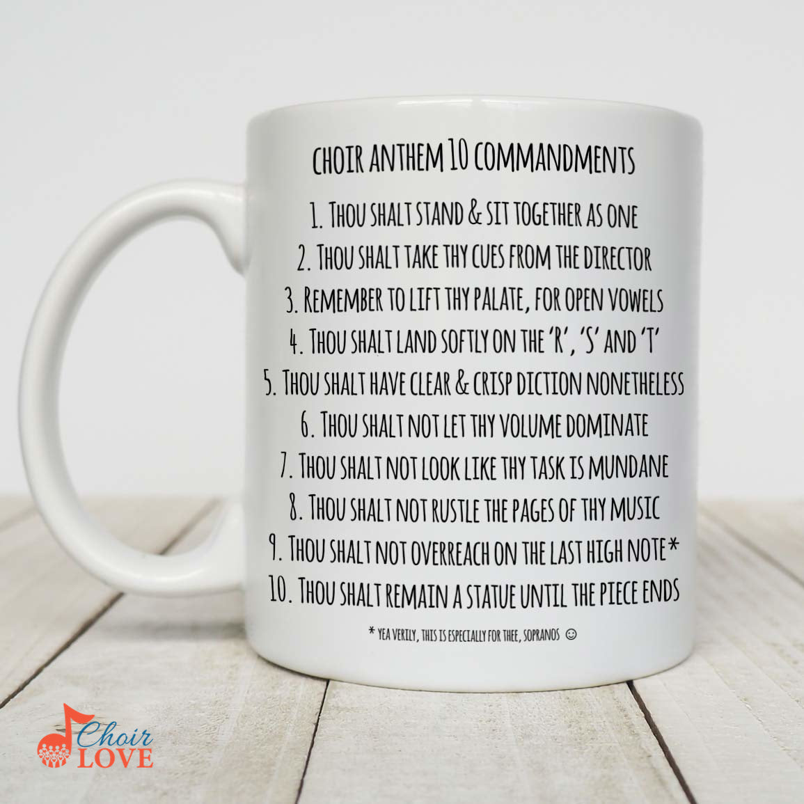 Music Gift, Gifts For Singer, Choir, Church Choir, Chorus, Music Director, Choir Anthem 10 Commandments White Mug