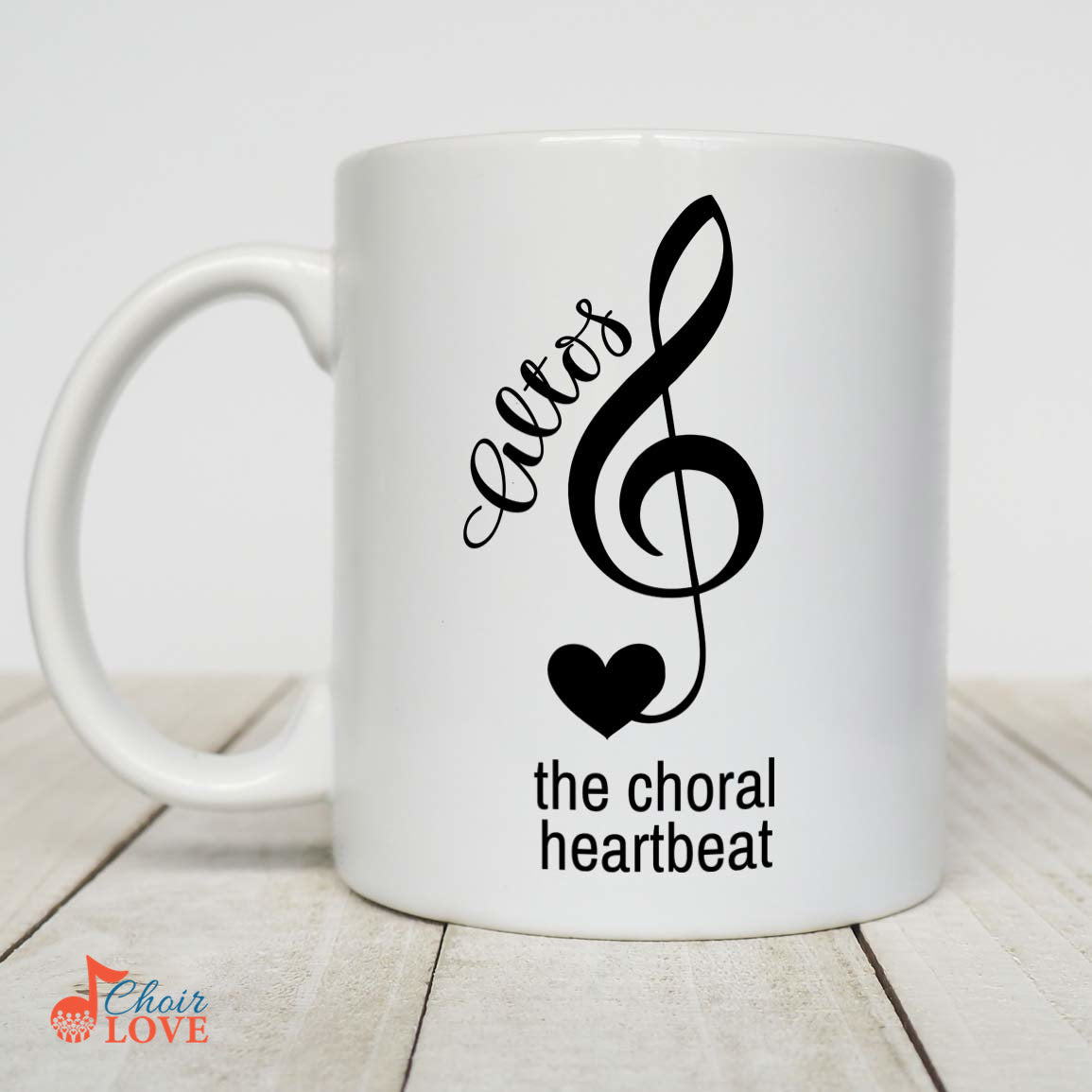 Music Gift, Gifts For Singer, Choir, Musical Theatre, Music Gift, Alto Gift, Music Mug, Altos - The Choral Heartbeat White Mug