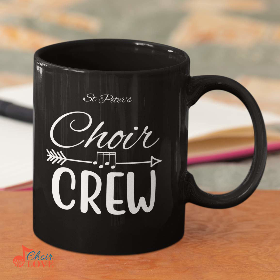 Personalized Music Gift, Gifts For Singer, Choir, Musical Theatre, Chorus, Choir Crew Personalised Black Mug