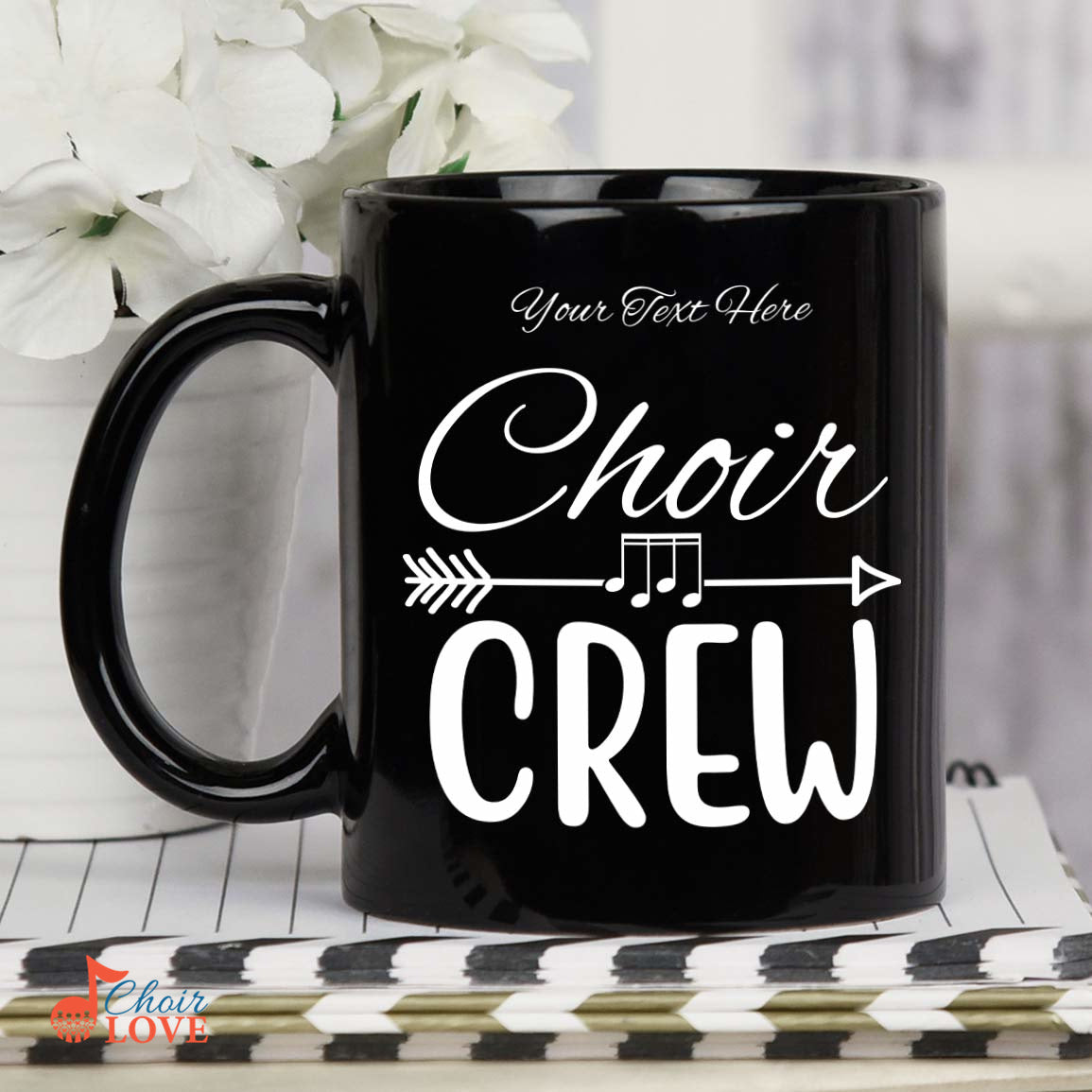 Personalized Music Gift, Gifts For Singer, Choir, Musical Theatre, Chorus, Choir Crew Personalised Black Mug