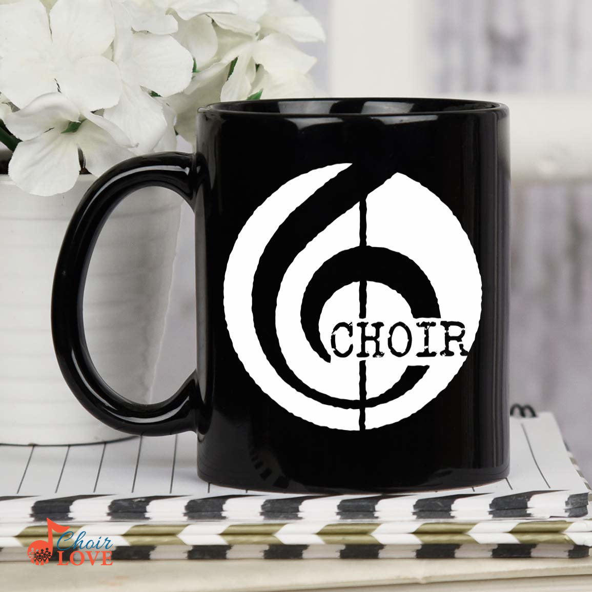 Music Gift, Gifts For Singer, Choir, Music Teacher, Director, Chorale, Choir In The Treble Clef Black Mug