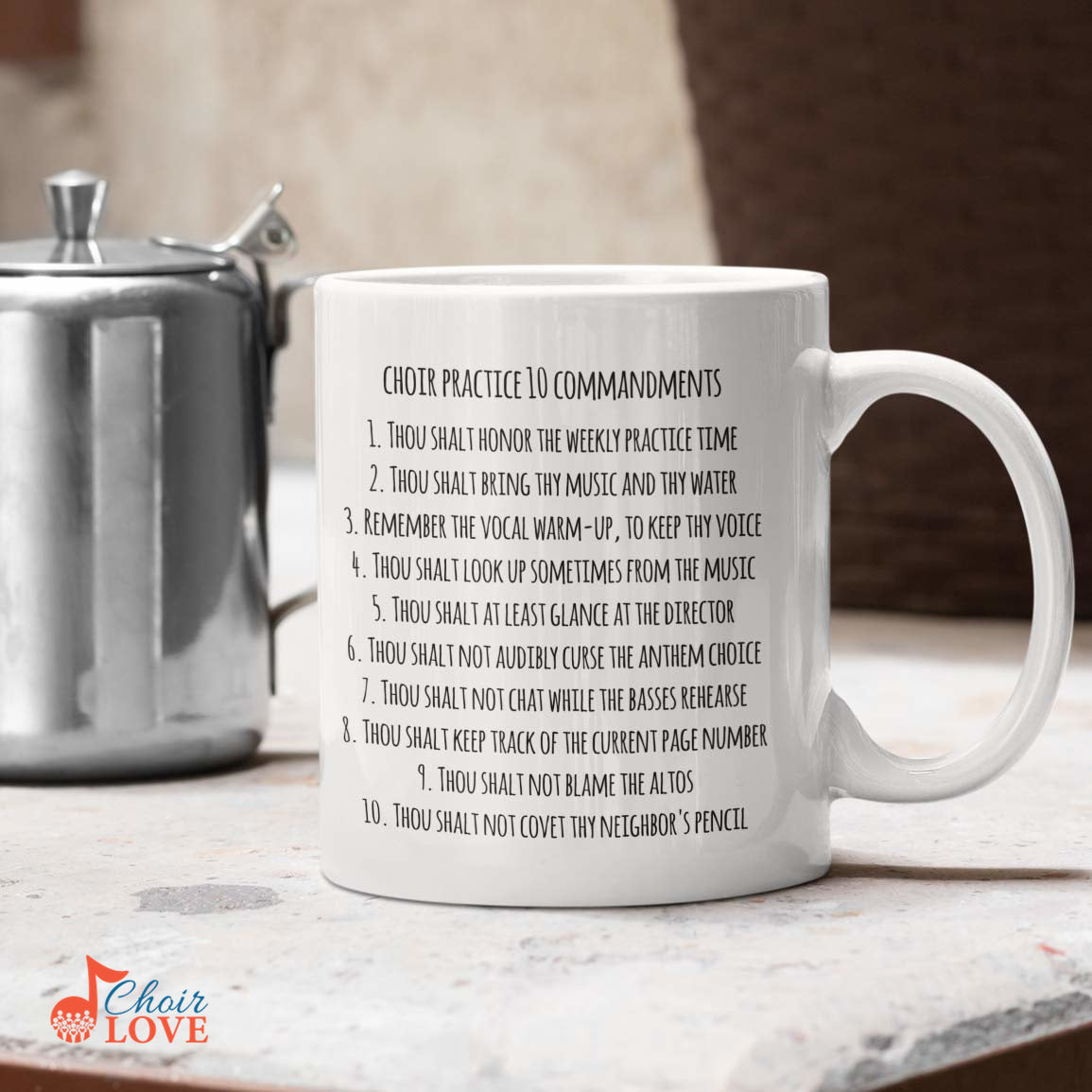 Music Gift, Gifts For Singer, Chorister, Choir, Musical Theatre, Music Mug, Choir Practice 10 Commandments White Mug