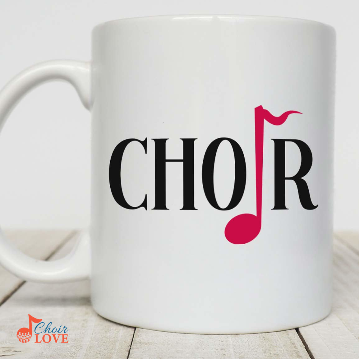 Music Gift, Gifts For Singer, Choir, Musical Theatre, Organist, Musician, Quarter Note Choir Love White Mug