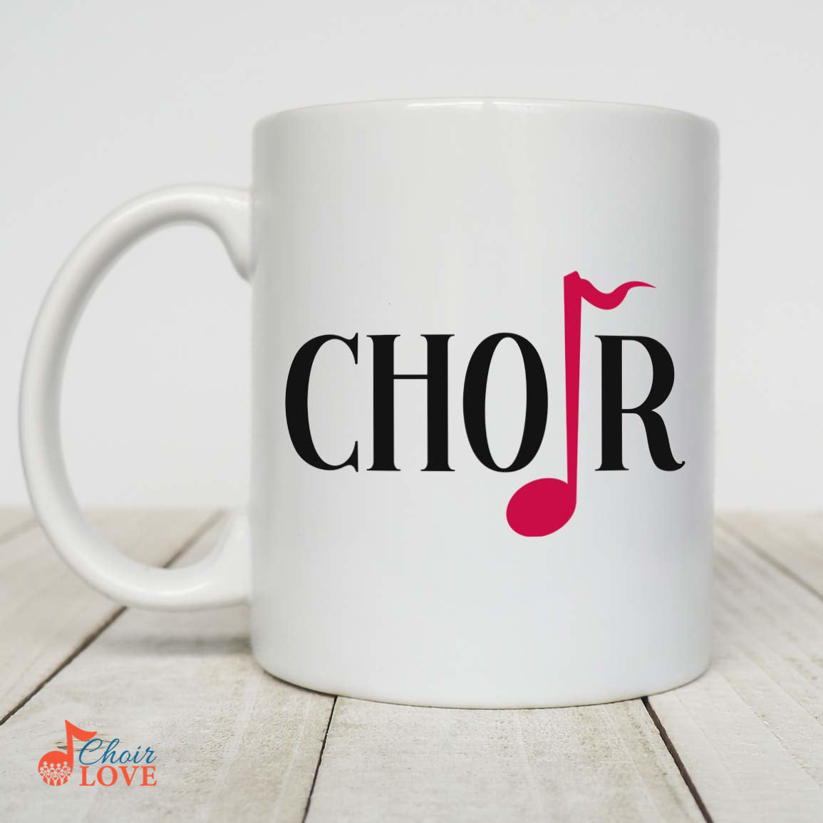 Music Gift, Gifts For Singer, Choir, Musical Theatre, Organist, Musician, Quarter Note Choir Love White Mug