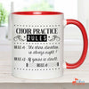 Music Gift, Gifts For Singer, Choir, Musical Theatre, Music Mug, Choir Practice Rules Colorful Accent Mug