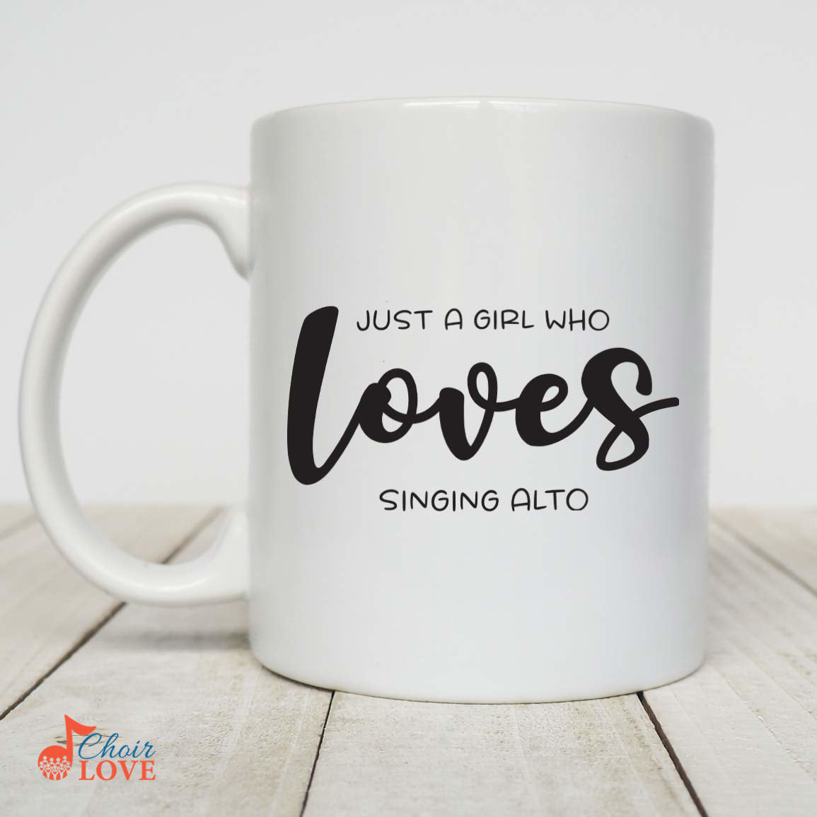 Music Gift, Gifts For Singer, Alto, Choir, Musical Theatre, Just A Girl Who Loves Singing Alto White Mug