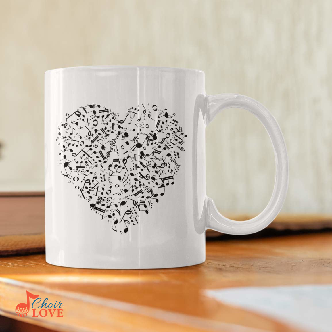 Music Gift, Gifts For Singer, Choir, Vocalist, Soloist, Opera, Musical Theatre, The Music In My Heart White Mug