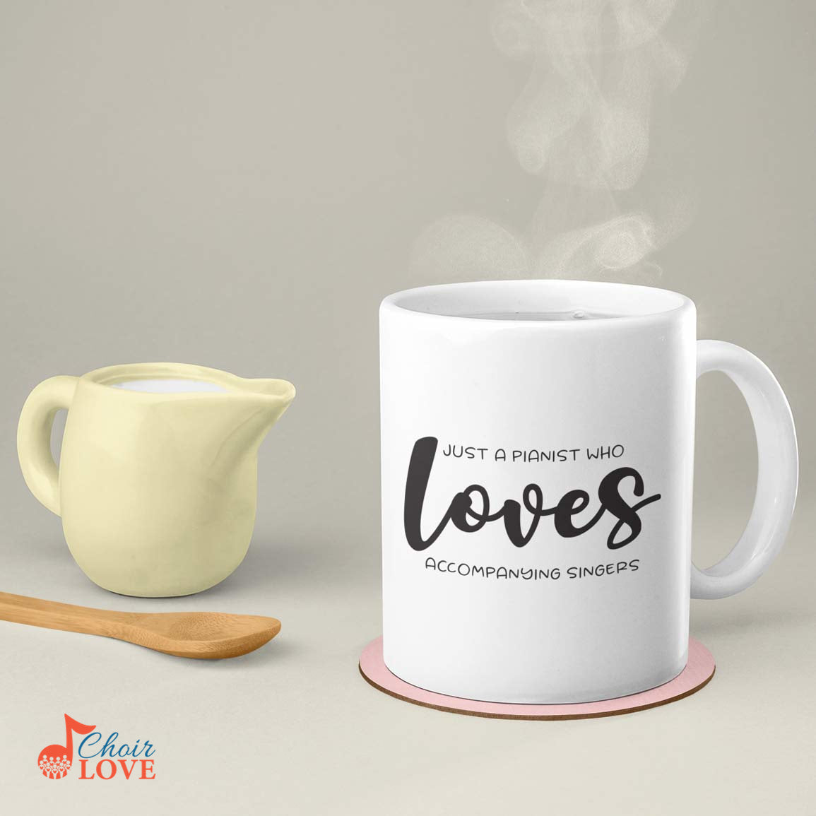 Music Gift, Gifts For Pianist, Organist, Accompanist, Just A Pianist Who Loves Accompanying Singers White Mug