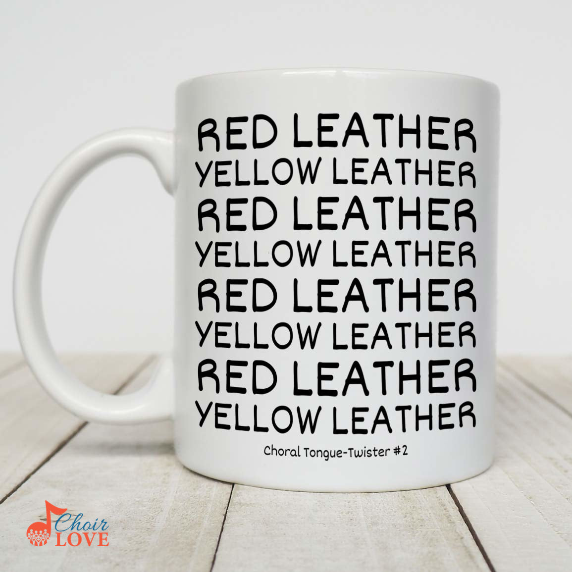 Music Gift, Gifts For Singer, Choir, Opera, Choir Director, Musical Theatre, Red Leather Yellow Leather White Mug