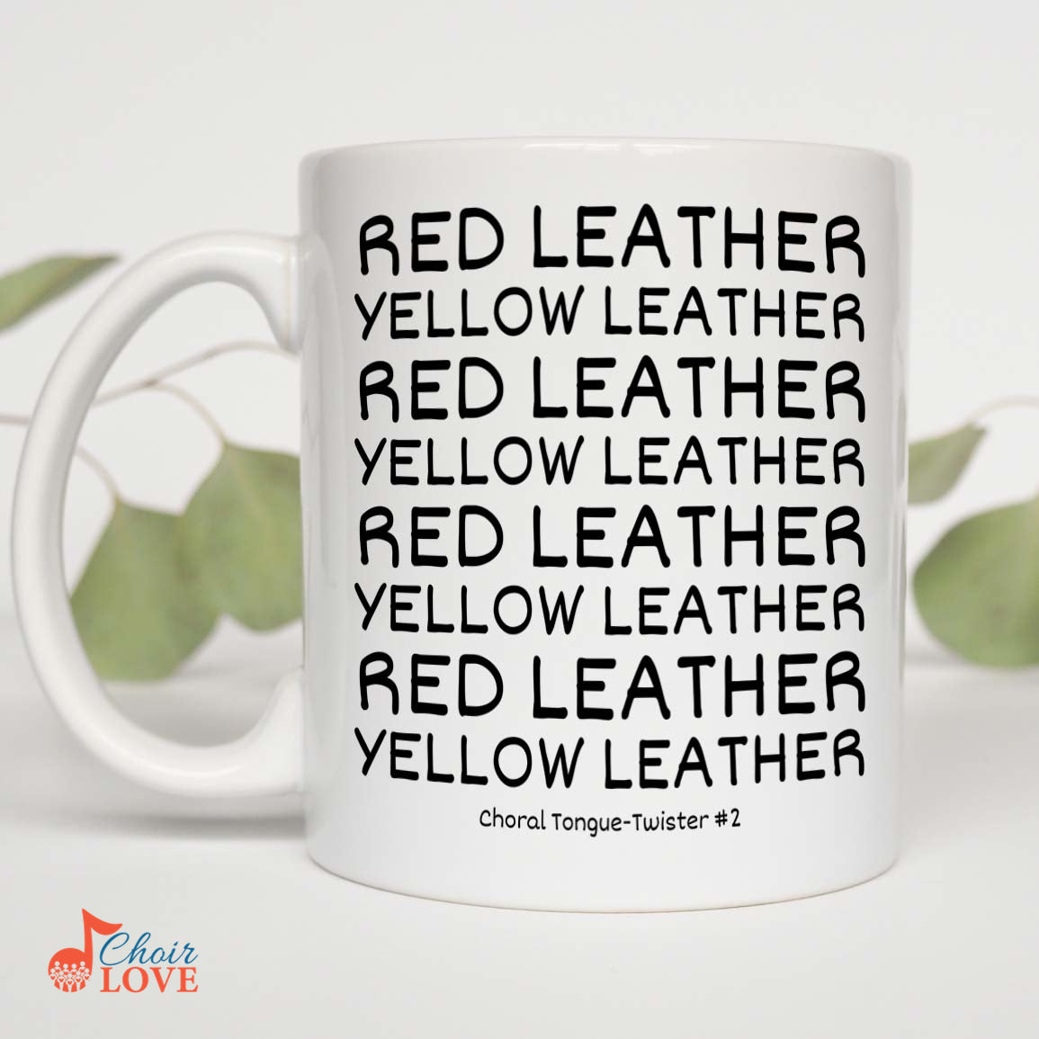 Music Gift, Gifts For Singer, Choir, Opera, Choir Director, Musical Theatre, Red Leather Yellow Leather White Mug