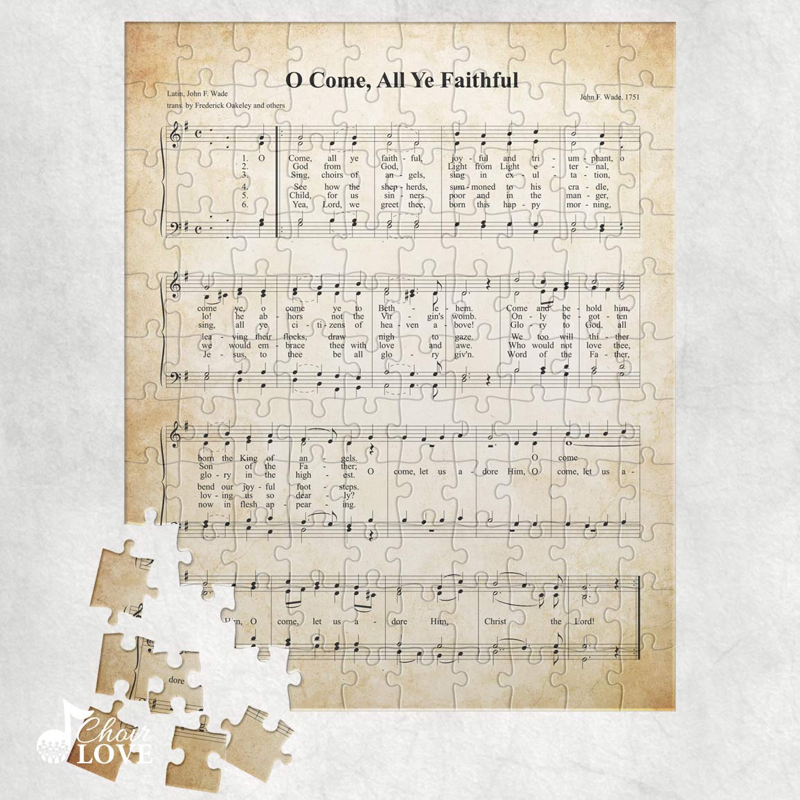 O Come All Ye Faithful Holiday Jigsaw Puzzle, Christmas Puzzle, Music Gift, Music Education, Fun Choir Gift