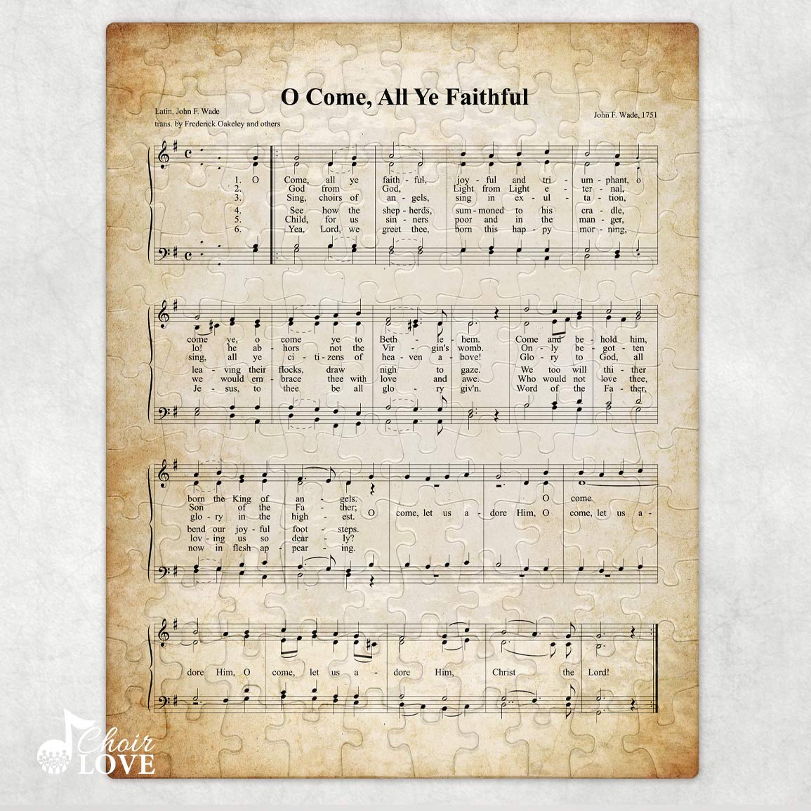 O Come All Ye Faithful Holiday Jigsaw Puzzle, Christmas Puzzle, Music Gift, Music Education, Fun Choir Gift