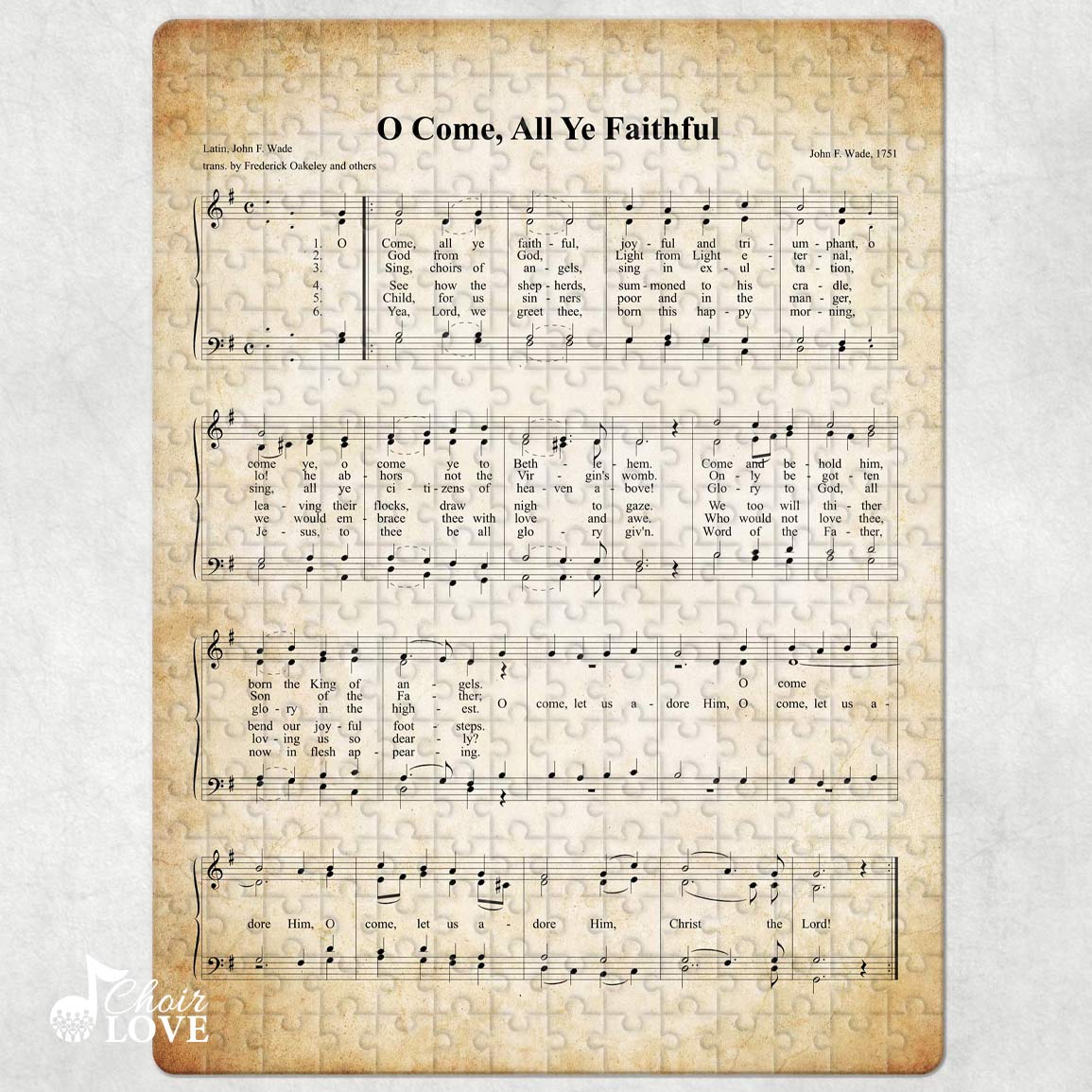 O Come All Ye Faithful Holiday Jigsaw Puzzle, Christmas Puzzle, Music Gift, Music Education, Fun Choir Gift