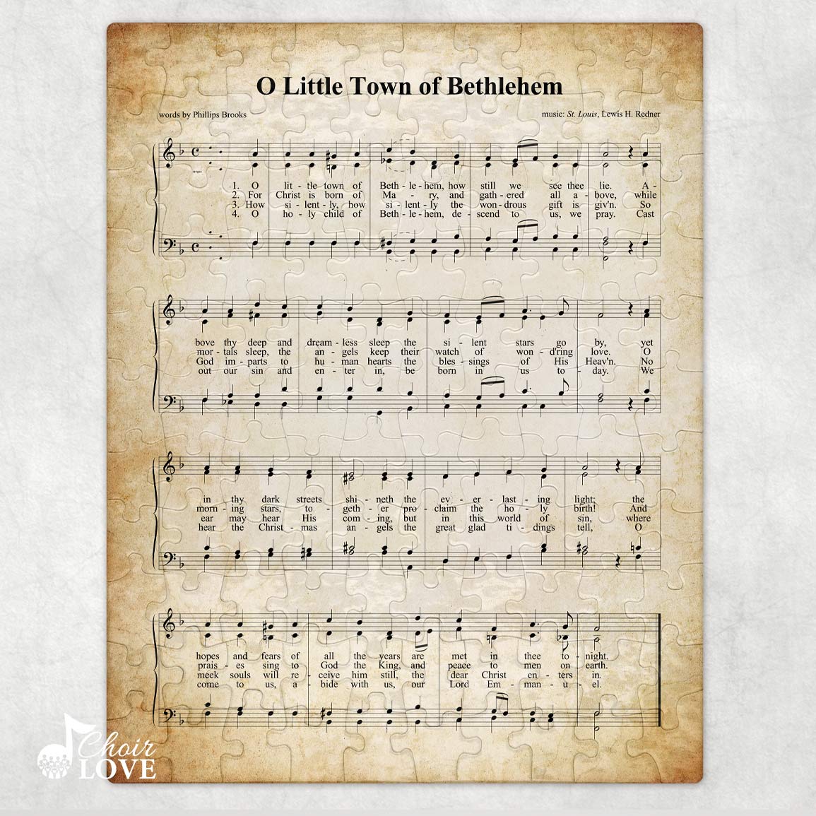 O Little Town Of Bethlehem Holiday Jigsaw Puzzle, Christmas Puzzle, Music Gift, Music Education, Fun Choir Gift