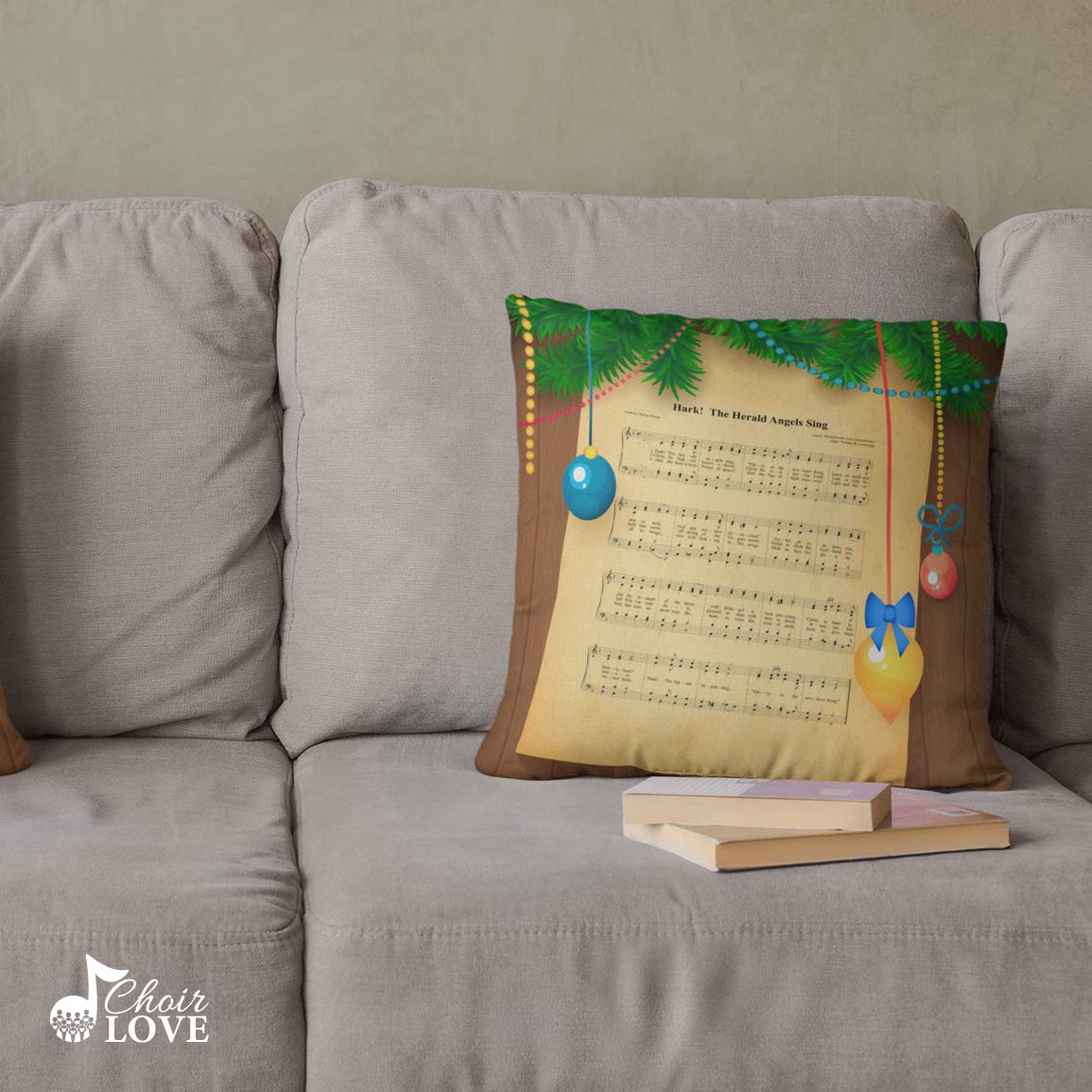 Gift For Music Teacher, Gift For Choir, Musician, Singer, Hark The Herald Angels Sing Small 12" Square Pillow