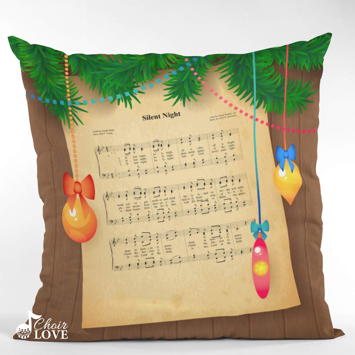 Silent Night, Choir Gift, Christmas Carol, Gift For Singer, Chorister, Music Gift, Small Square 12" Pillow