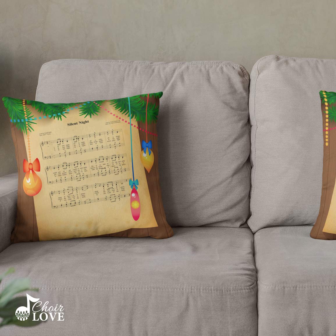 Silent Night, Choir Gift, Christmas Carol, Gift For Singer, Chorister, Music Gift, Small Square 12" Pillow