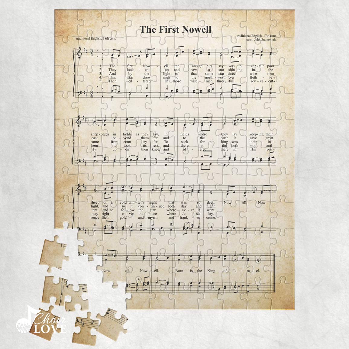 The First Nowell Noel Holiday Jigsaw Puzzle, Christmas Puzzle, Music Gift, Music Education, Fun Choir Gift