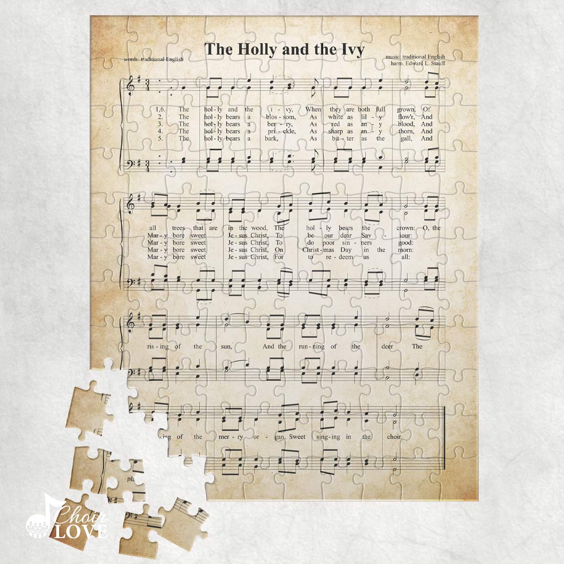 The Holly And The Ivy Holiday Jigsaw Puzzle, Christmas Puzzle, Music Gift, Music Education, Fun Choir Gift