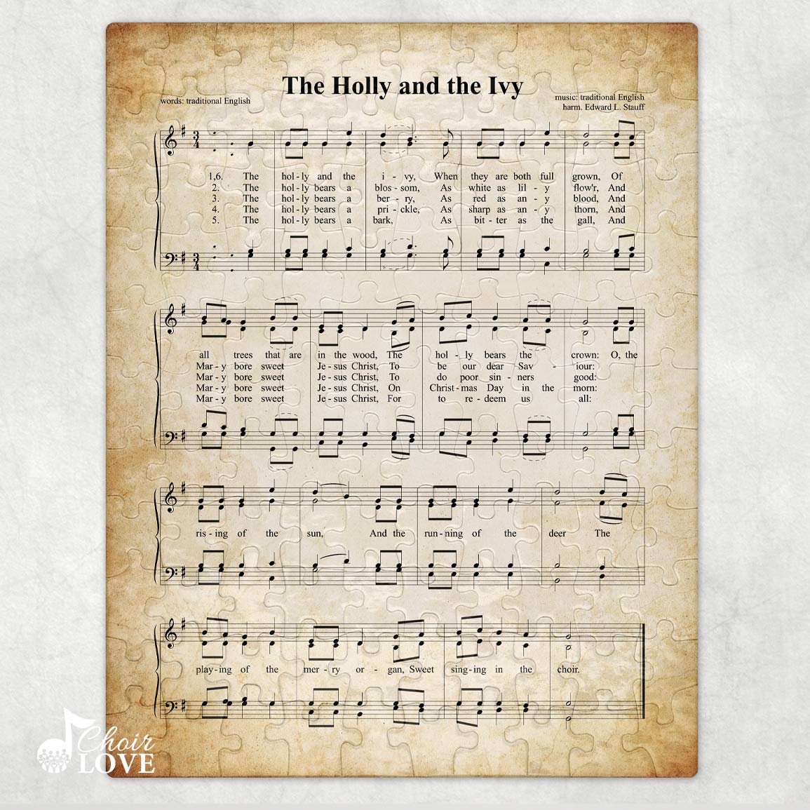 The Holly And The Ivy Holiday Jigsaw Puzzle, Christmas Puzzle, Music Gift, Music Education, Fun Choir Gift