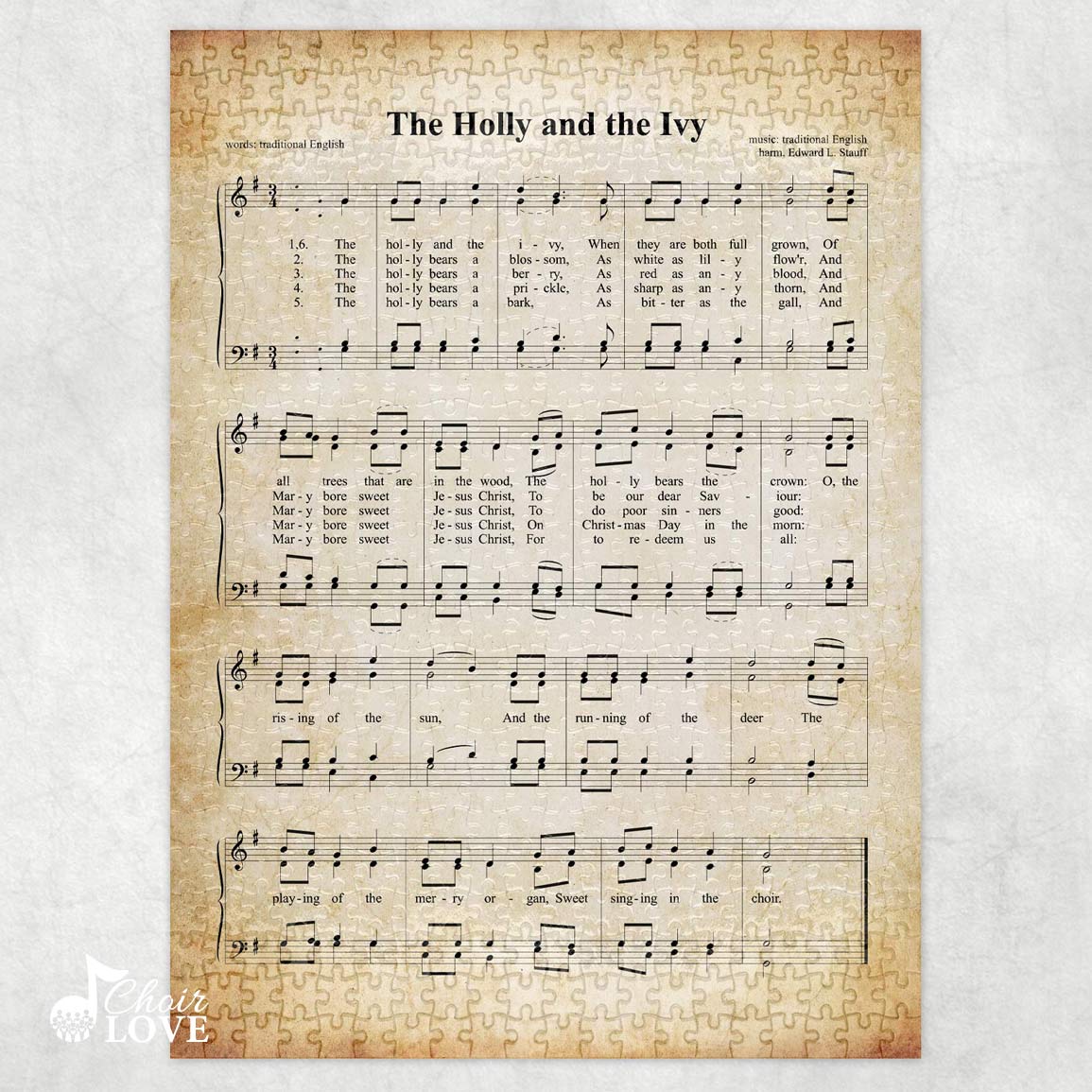 The Holly And The Ivy Holiday Jigsaw Puzzle, Christmas Puzzle, Music Gift, Music Education, Fun Choir Gift