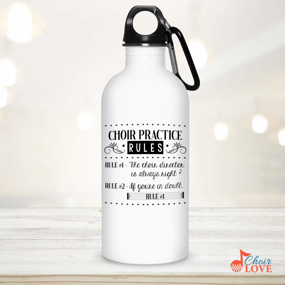 Music Gift, Gifts For Singer, Choir, Musical Theatre, Ensemble, Chorus, Choir Practice Rules Stainless Steel Water Bottle