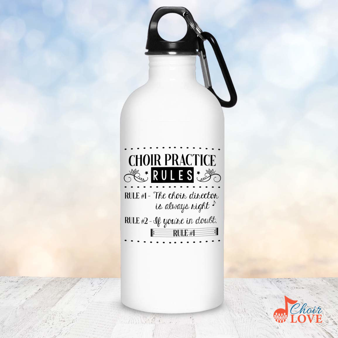 Music Gift, Gifts For Singer, Choir, Musical Theatre, Ensemble, Chorus, Choir Practice Rules Stainless Steel Water Bottle