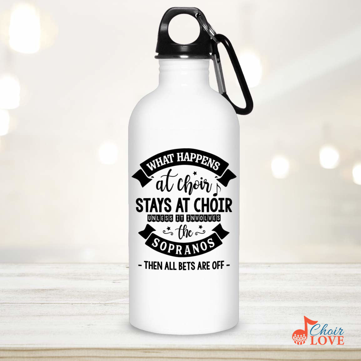 Music Gift, Gifts For Singer, Chorister, Soprano, Choir, What Happens At Choir Stays At Choir Sopranos  Stainless Steel Water Bottle