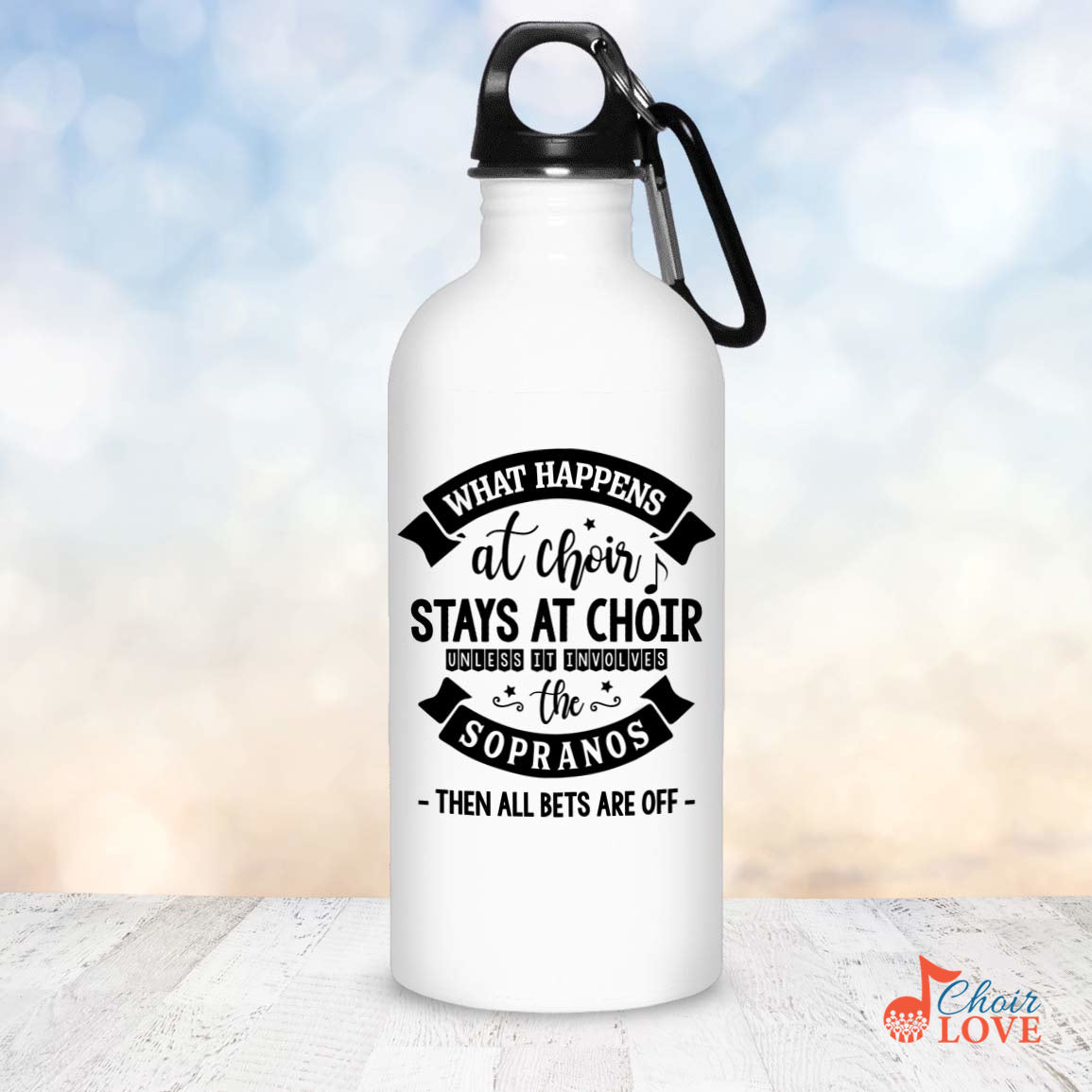 Music Gift, Gifts For Singer, Chorister, Soprano, Choir, What Happens At Choir Stays At Choir Sopranos  Stainless Steel Water Bottle