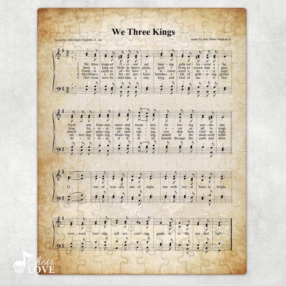 We Three Kings Holiday Jigsaw Puzzle, Christmas Puzzle, Music Gift, Music Education, Fun Choir Gift