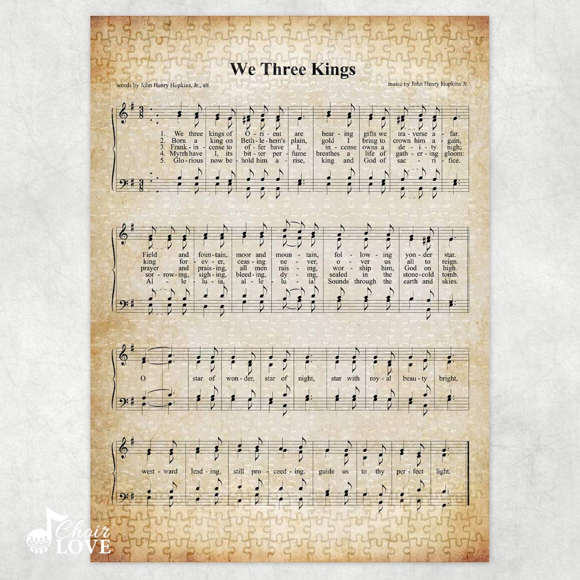 We Three Kings Holiday Jigsaw Puzzle, Christmas Puzzle, Music Gift, Music Education, Fun Choir Gift