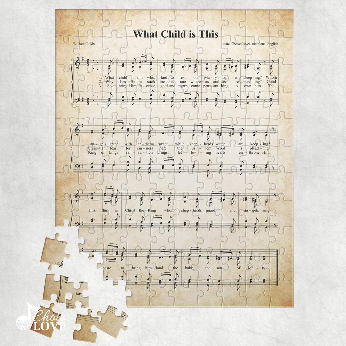 What Child Is This Holiday Jigsaw Puzzle, Christmas Puzzle, Music Gift, Music Education, Fun Choir Gift