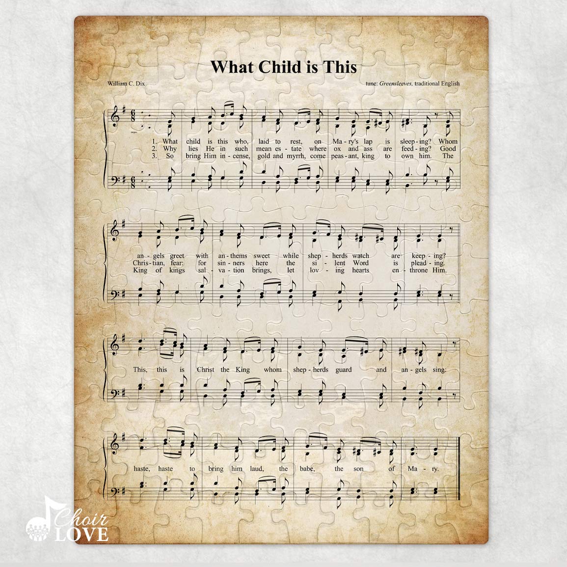 What Child Is This Holiday Jigsaw Puzzle, Christmas Puzzle, Music Gift, Music Education, Fun Choir Gift