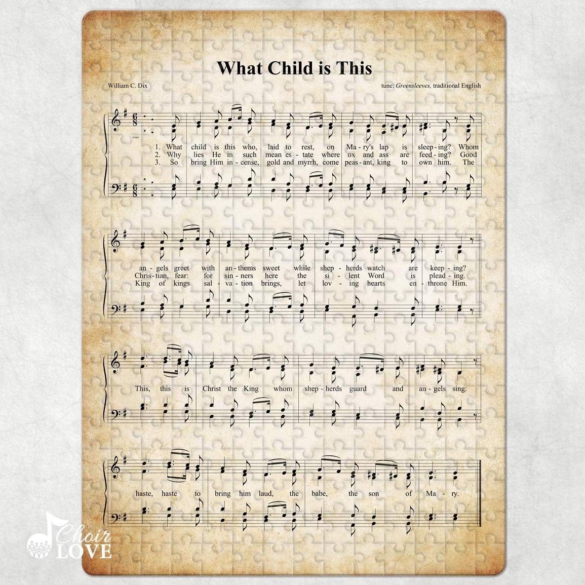 What Child Is This Holiday Jigsaw Puzzle, Christmas Puzzle, Music Gift, Music Education, Fun Choir Gift