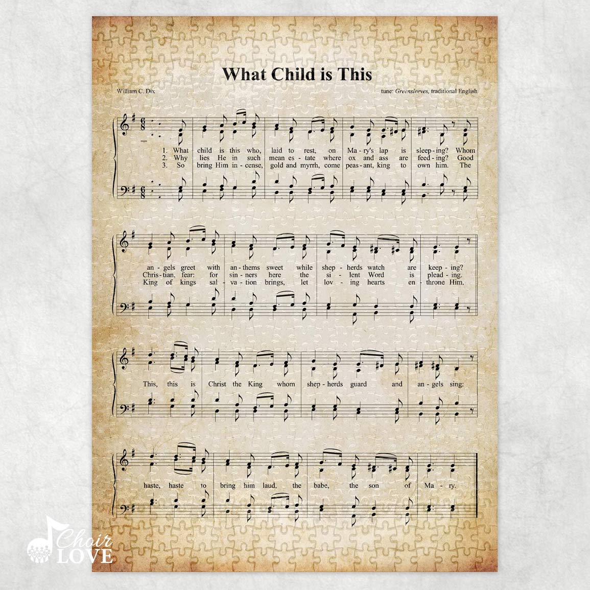 What Child Is This Holiday Jigsaw Puzzle, Christmas Puzzle, Music Gift, Music Education, Fun Choir Gift